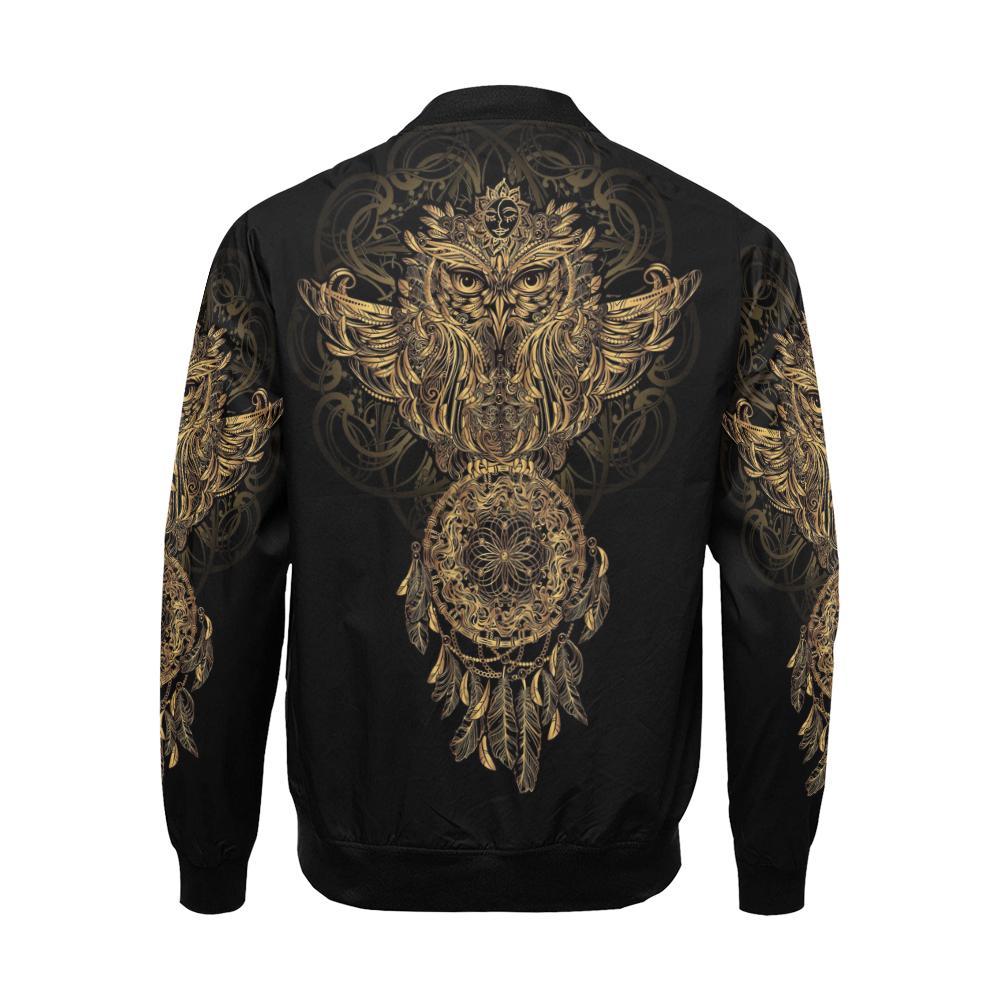 Owl Dream Catcher Feather Pattern Print Men's Bomber Jacket-grizzshop