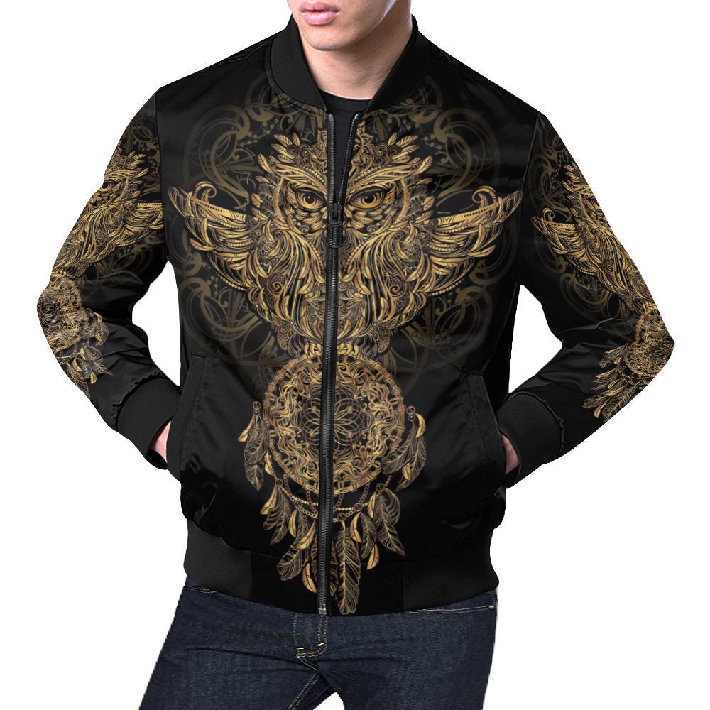 Owl Dream Catcher Feather Pattern Print Men's Bomber Jacket-grizzshop