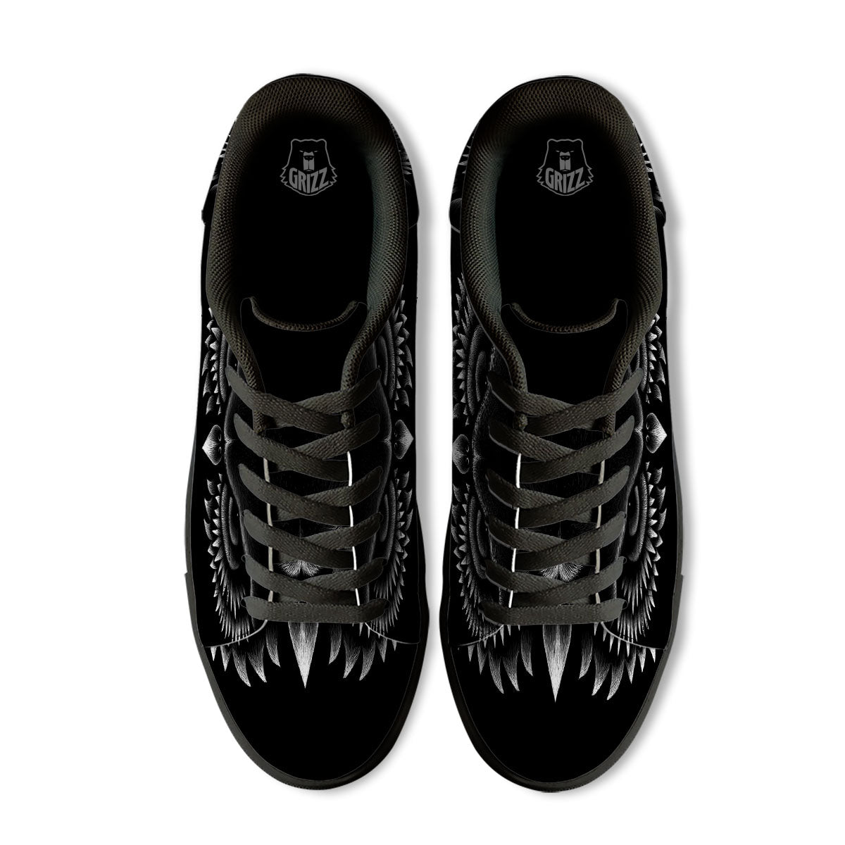 Owl Eyes Print Black Low Top Sneakers-grizzshop
