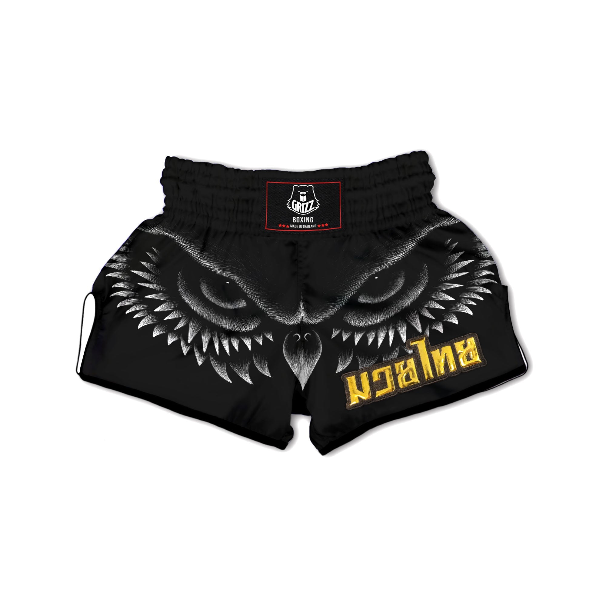 Owl Eyes Print Muay Thai Boxing Shorts-grizzshop