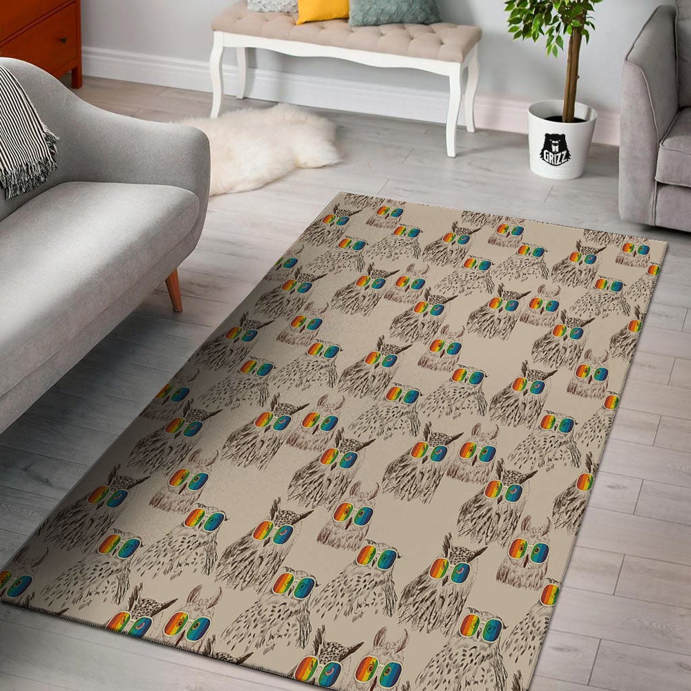 Owl Glasses Print Pattern Floor Mat-grizzshop