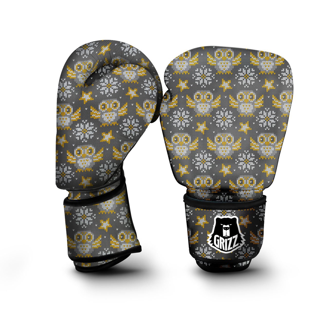 Owl Knitted Print Pattern Boxing Gloves-grizzshop