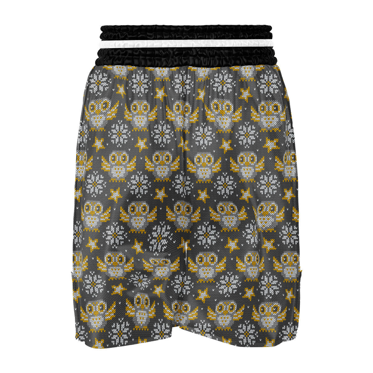 Owl Knitted Print Pattern Boxing Shorts-grizzshop