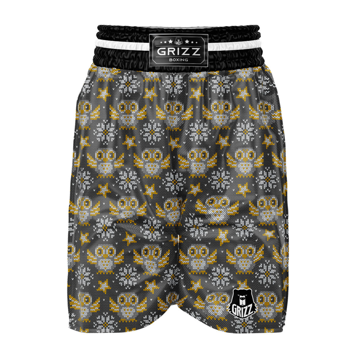 Owl Knitted Print Pattern Boxing Shorts-grizzshop