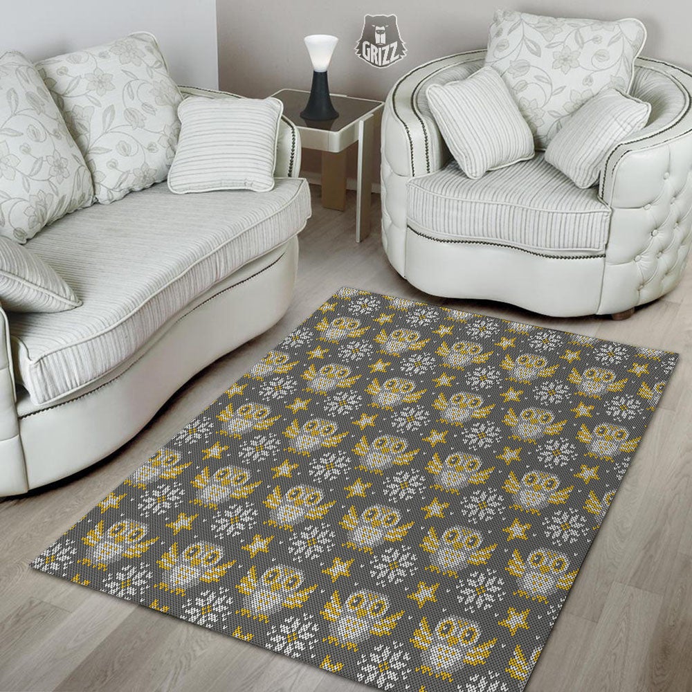 Owl Knitted Print Pattern Floor Mat-grizzshop