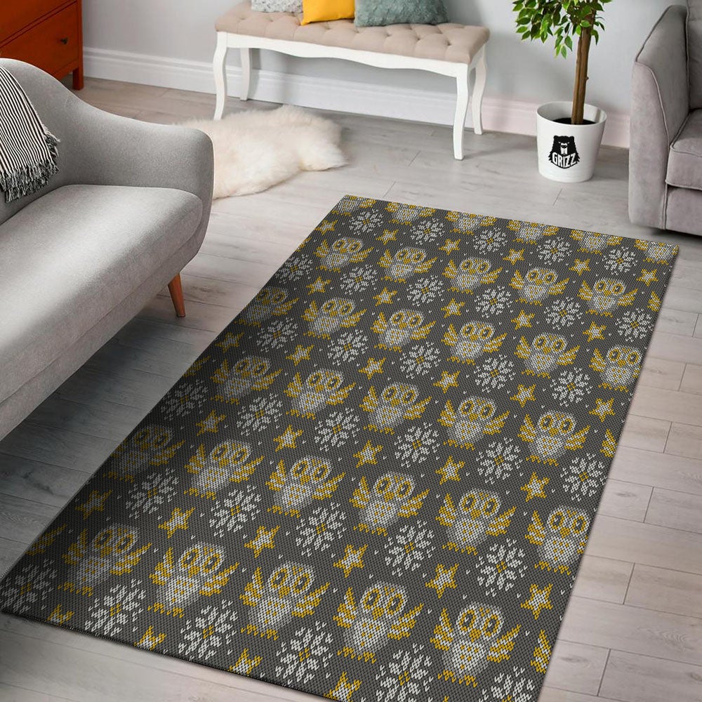 Owl Knitted Print Pattern Floor Mat-grizzshop