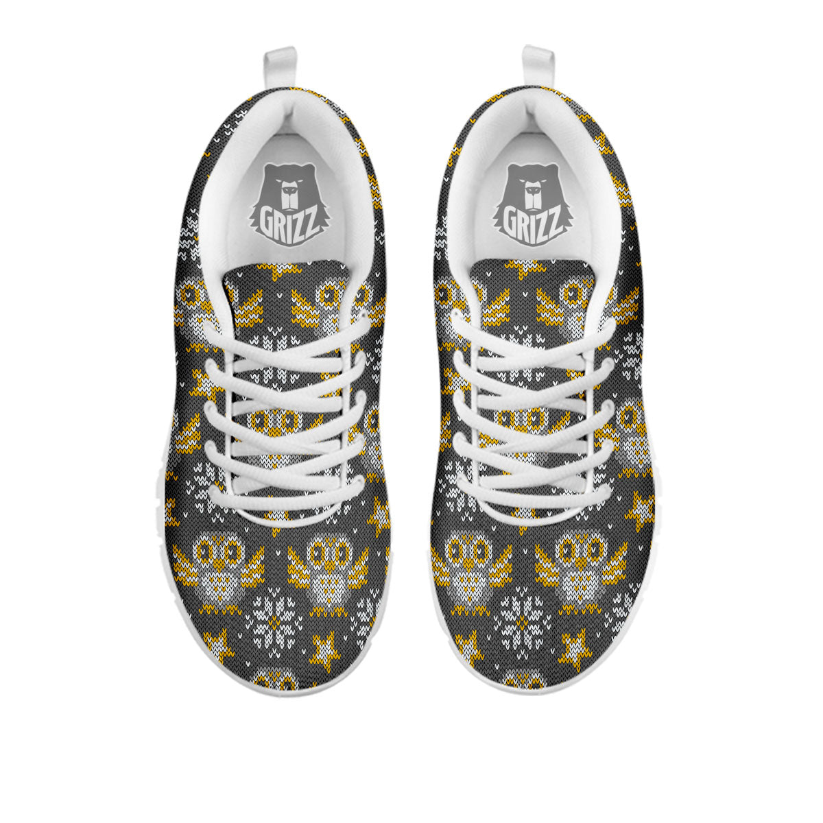 Owl Knitted Print Pattern White Sneaker-grizzshop