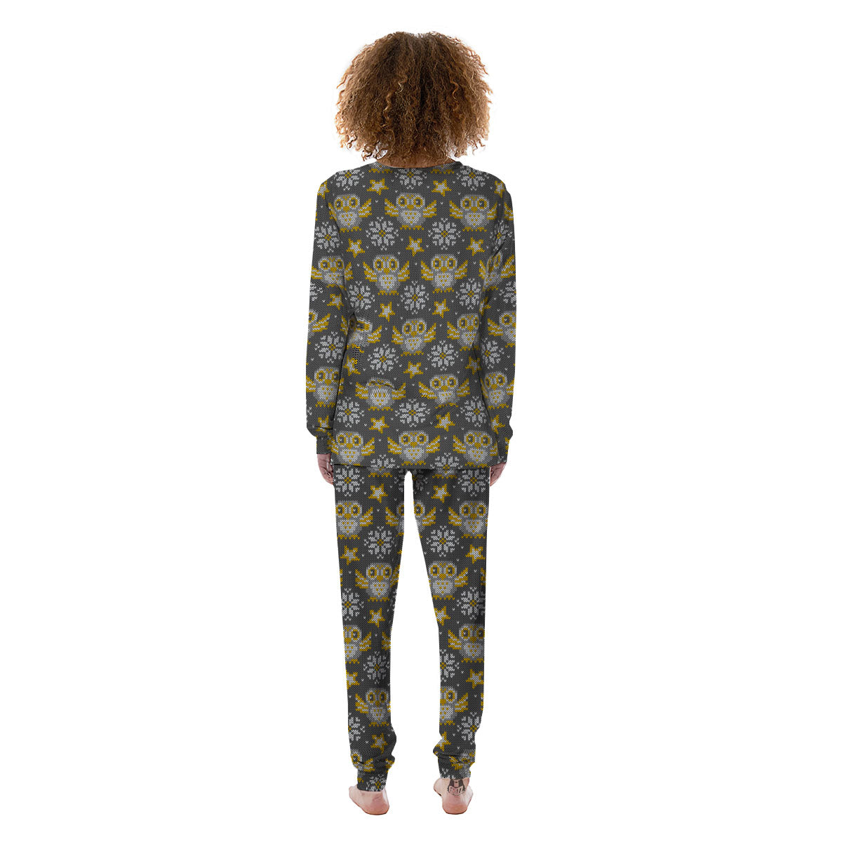 Owl Knitted Print Pattern Women's Pajamas-grizzshop