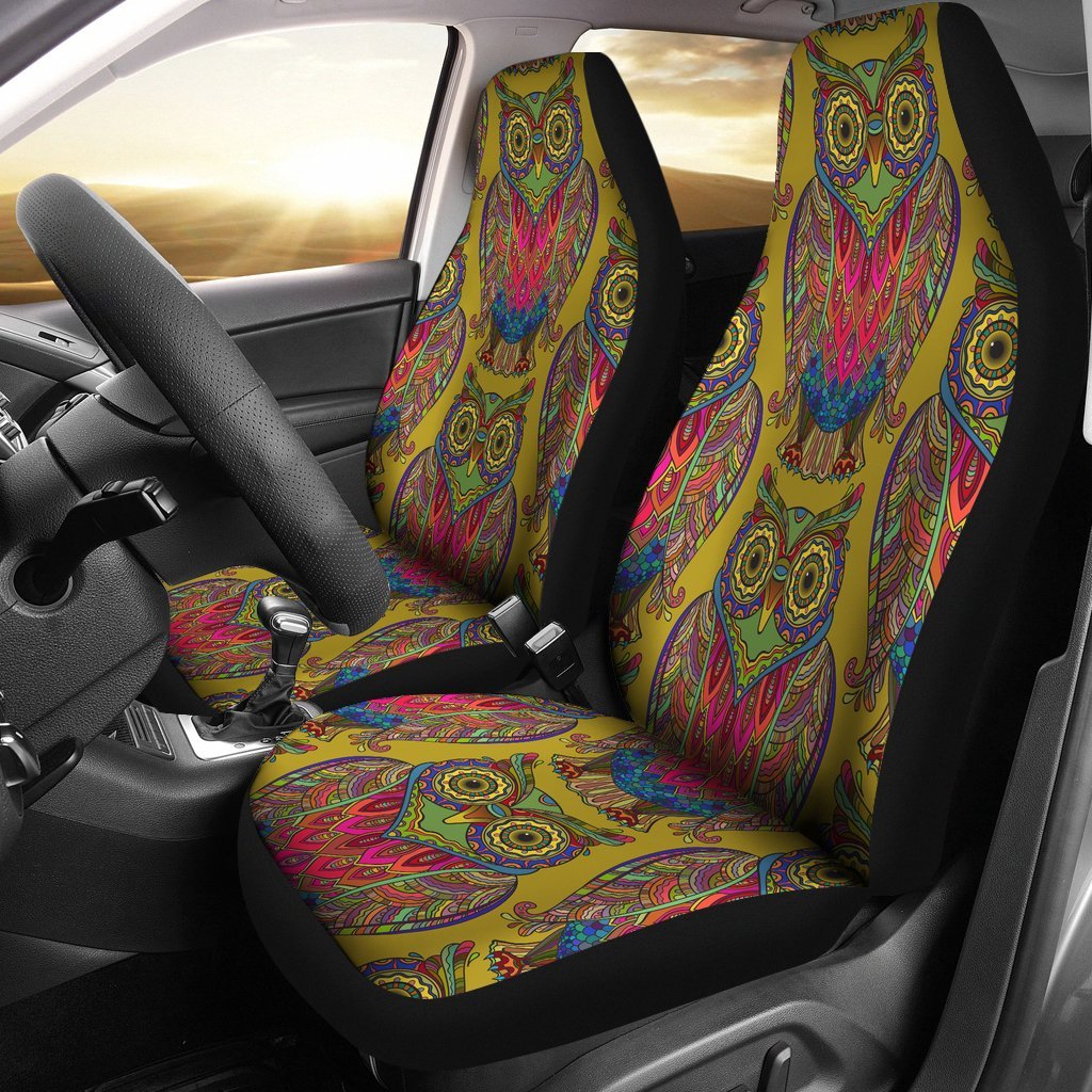 Owl Mandala Gold Car Seat Cover Universal Fit-grizzshop