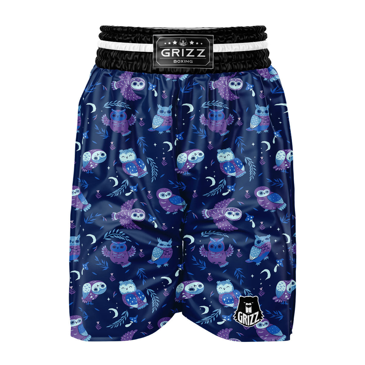 Owl Night Print Pattern Boxing Shorts-grizzshop