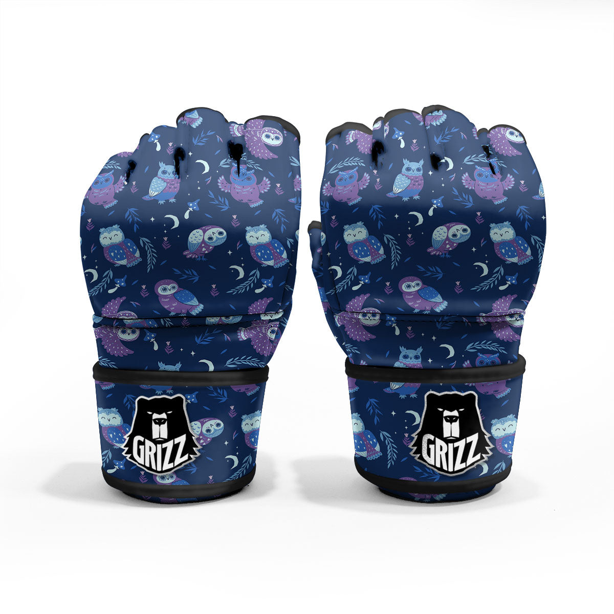 Owl Night Print Pattern MMA Gloves-grizzshop