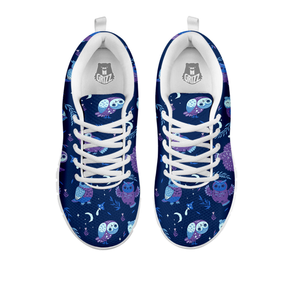 Owl Night Print Pattern White Sneaker-grizzshop