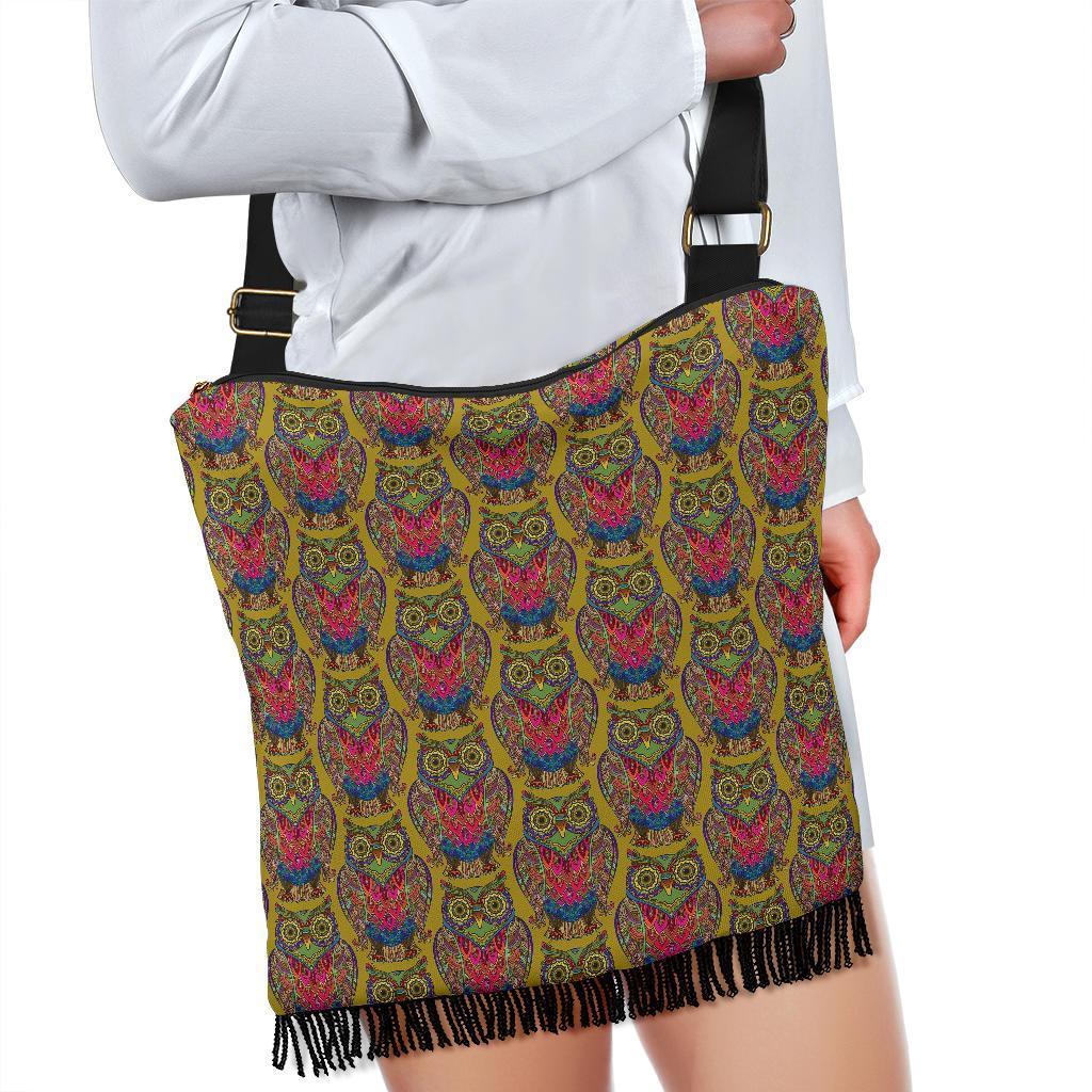 Owl Ornamental Pattern Print Crossbody Bags-grizzshop