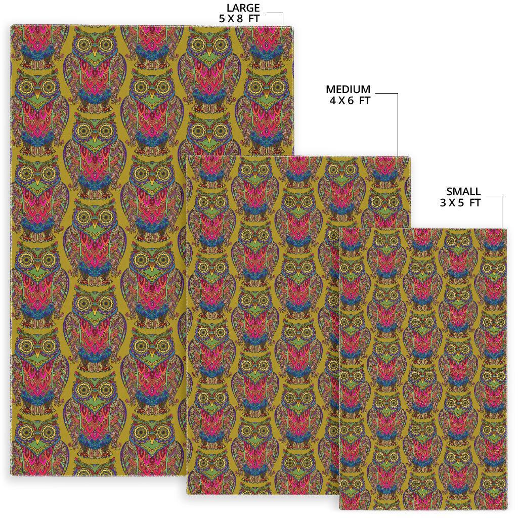 Owl Ornamental Pattern Print Floor Mat-grizzshop