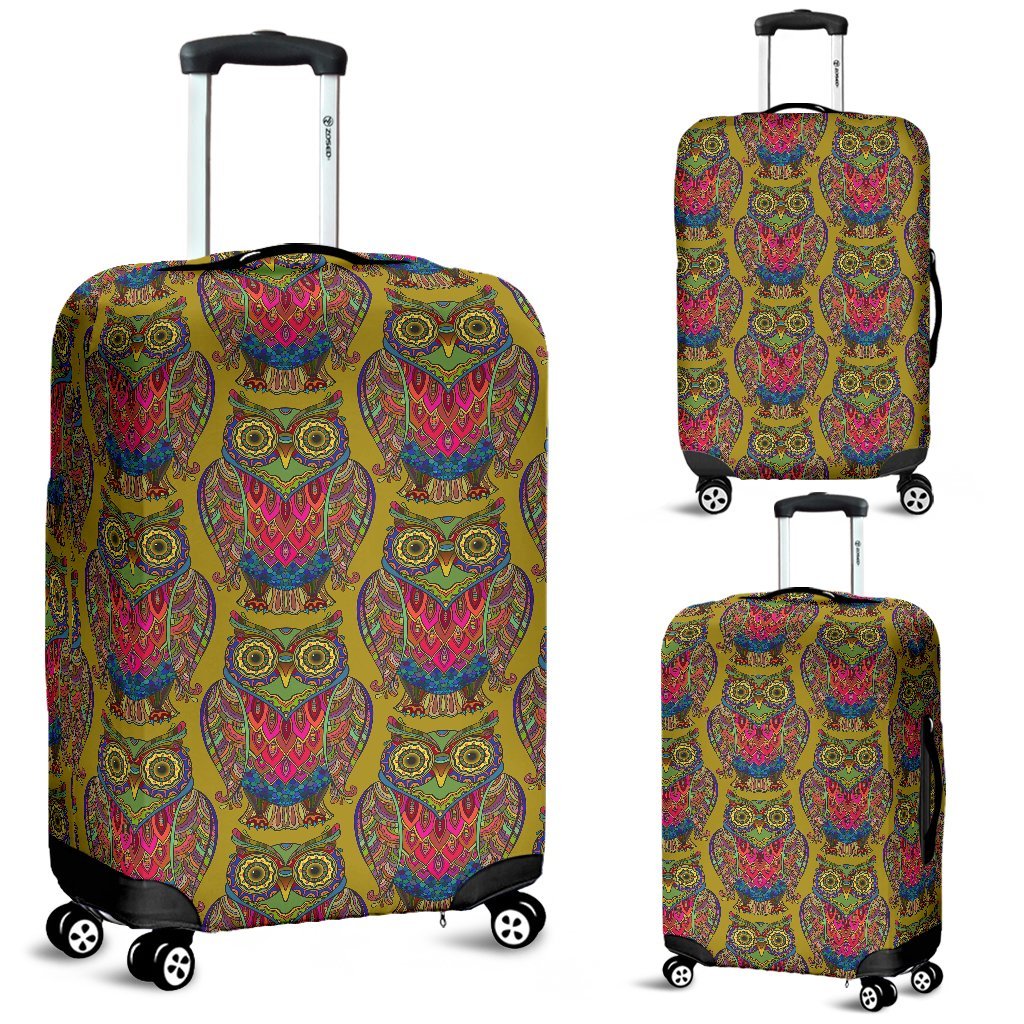 Owl Ornamental Pattern Print Luggage Cover Protector-grizzshop