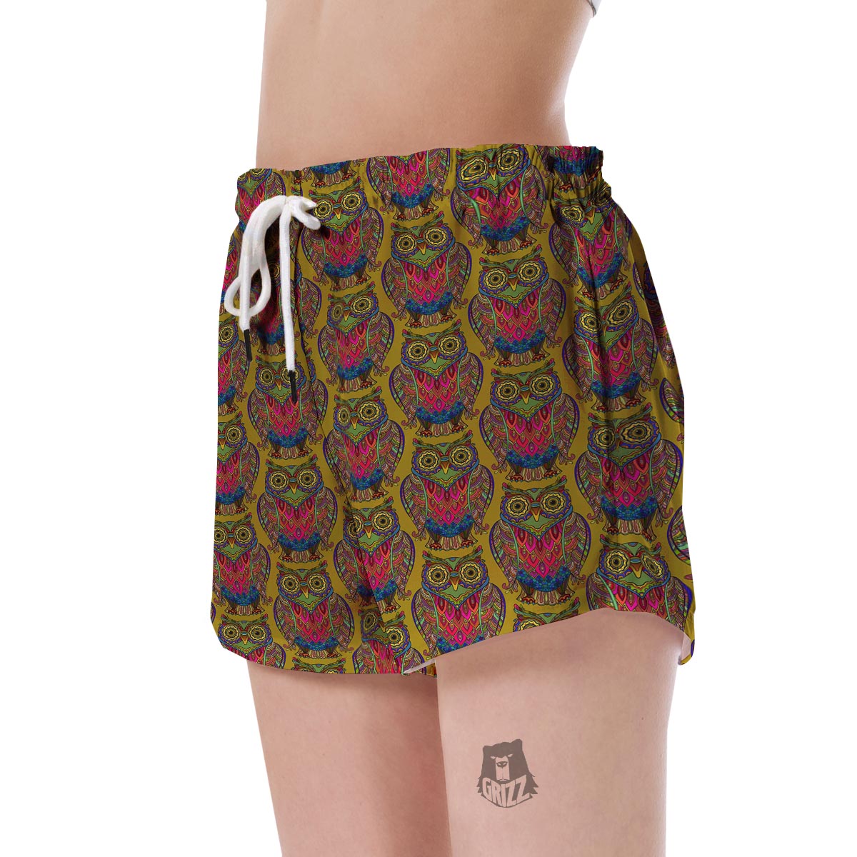 Owl Ornamental Pattern Print Women's Shorts-grizzshop