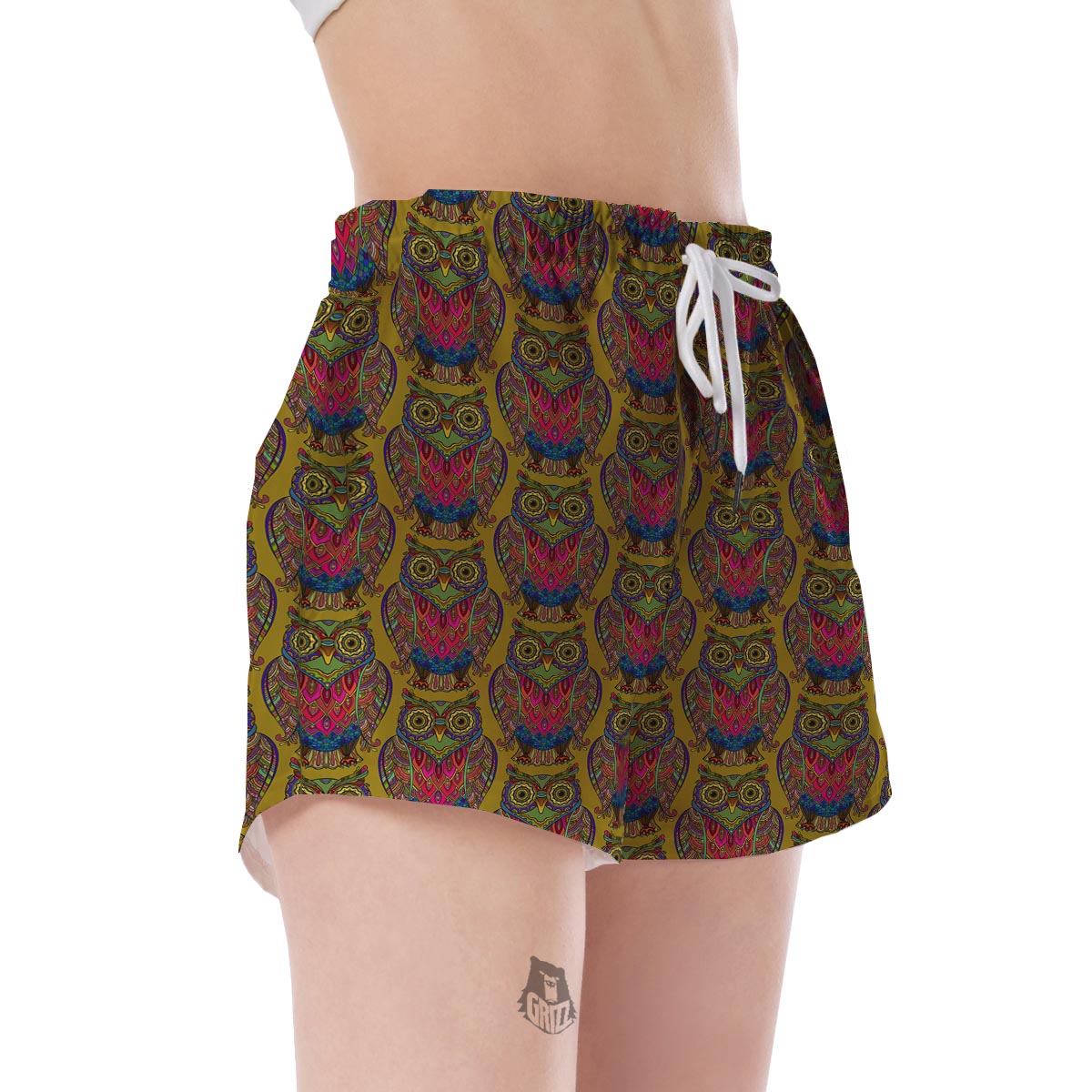 Owl Ornamental Pattern Print Women's Shorts-grizzshop