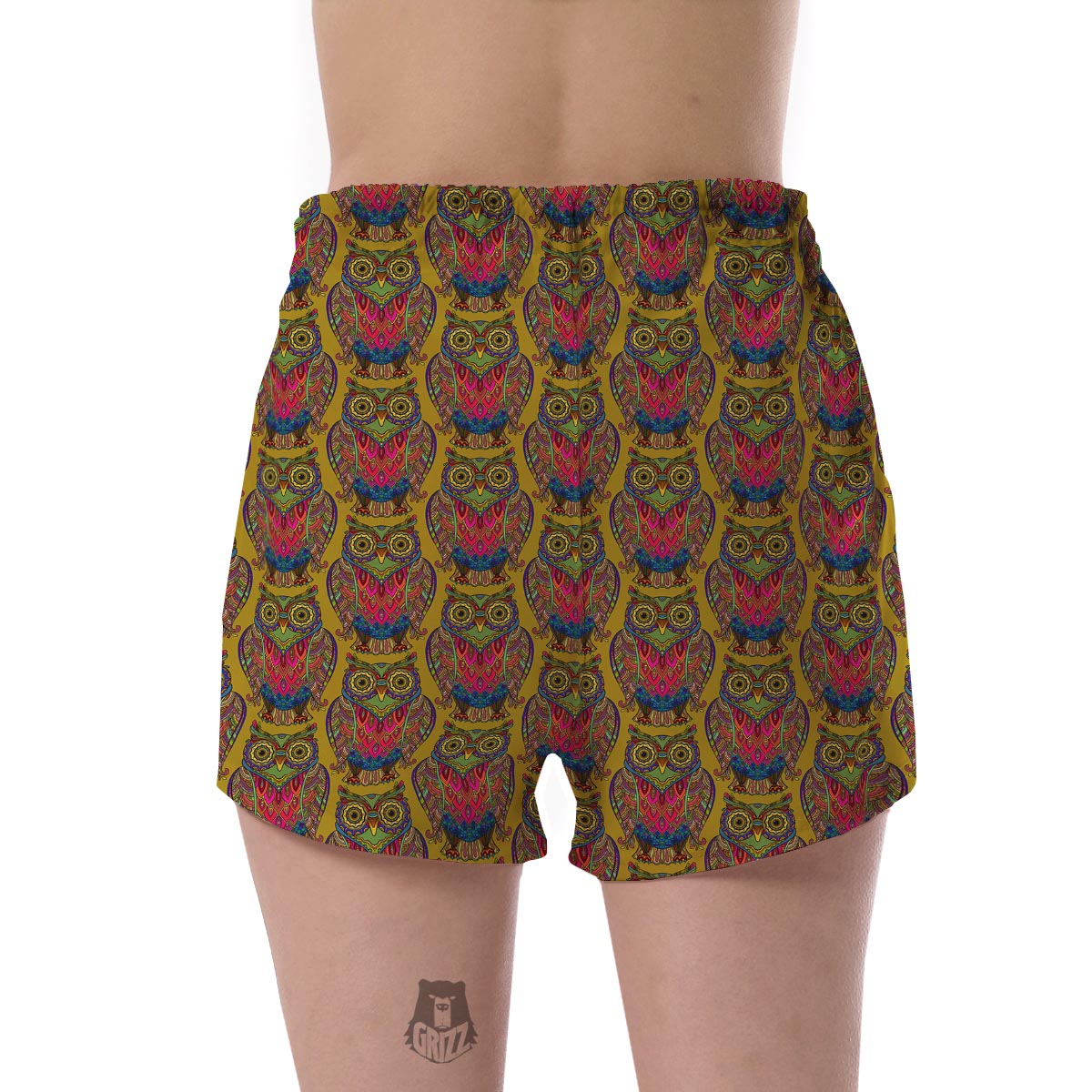 Owl Ornamental Pattern Print Women's Shorts-grizzshop