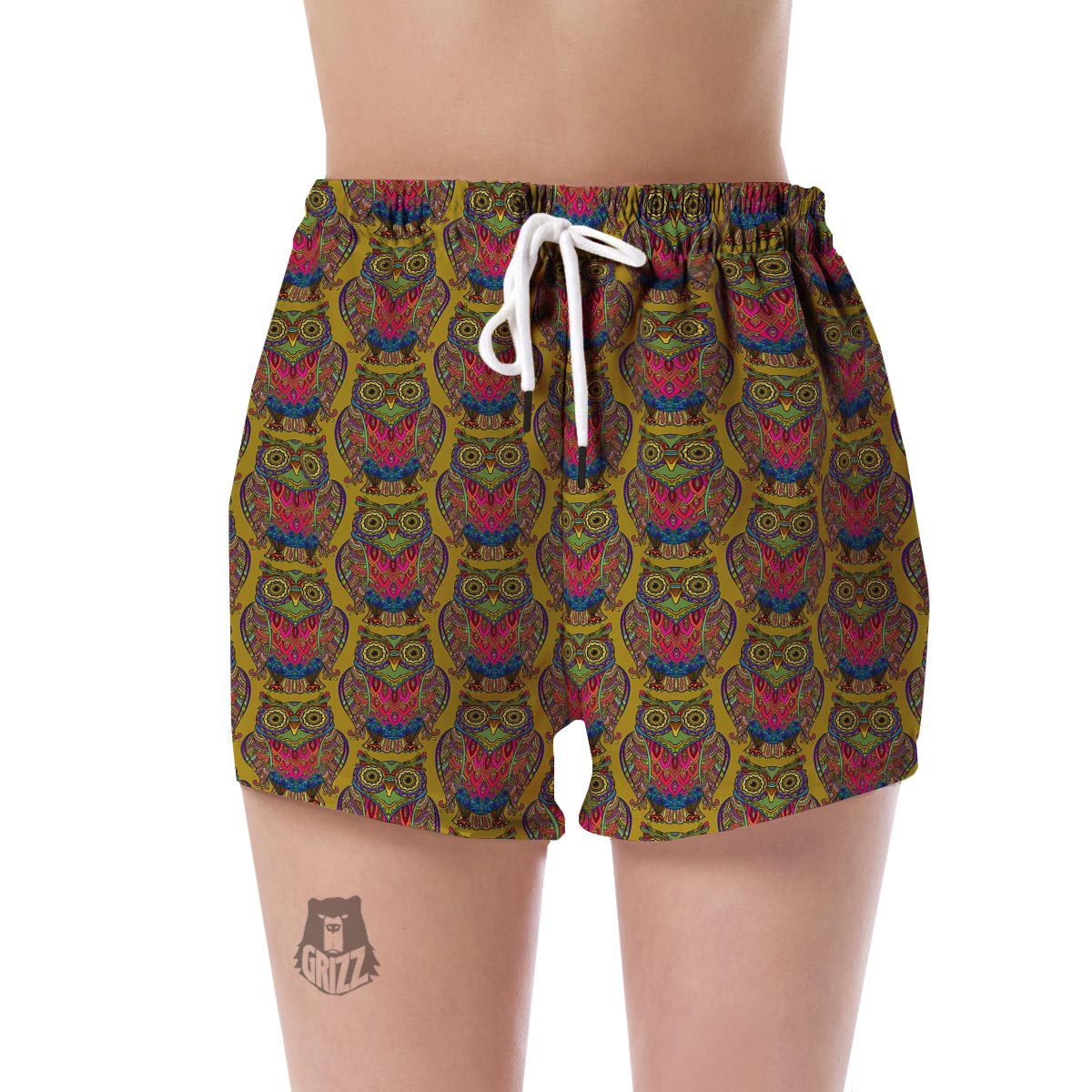 Owl Ornamental Pattern Print Women's Shorts-grizzshop