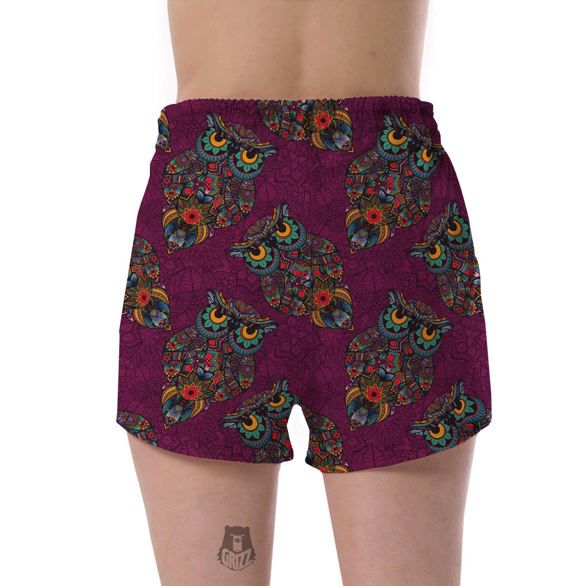 Owl Ornamental Print Pattern Women's Shorts-grizzshop