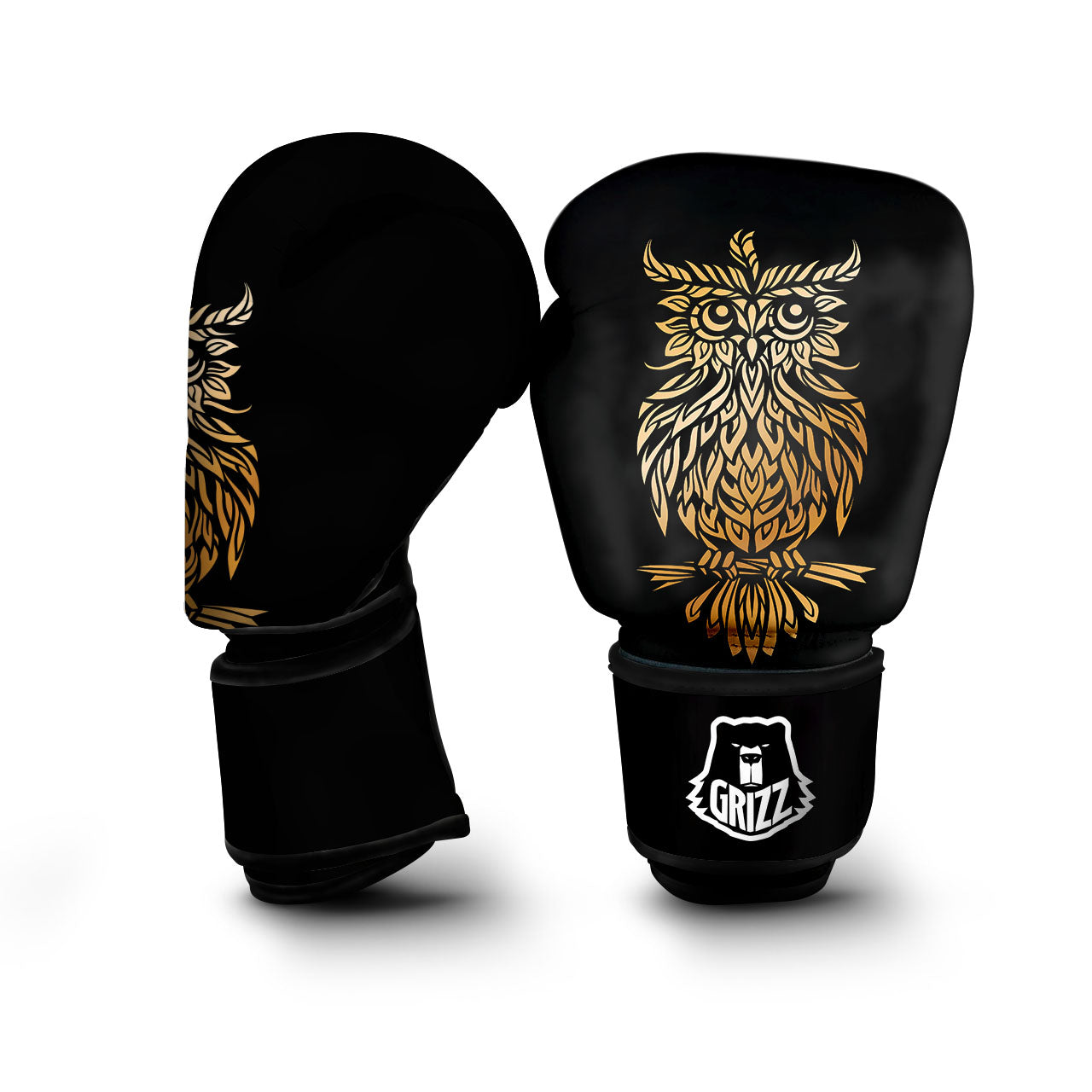 Owl Spiritual Golden Print Boxing Gloves-grizzshop