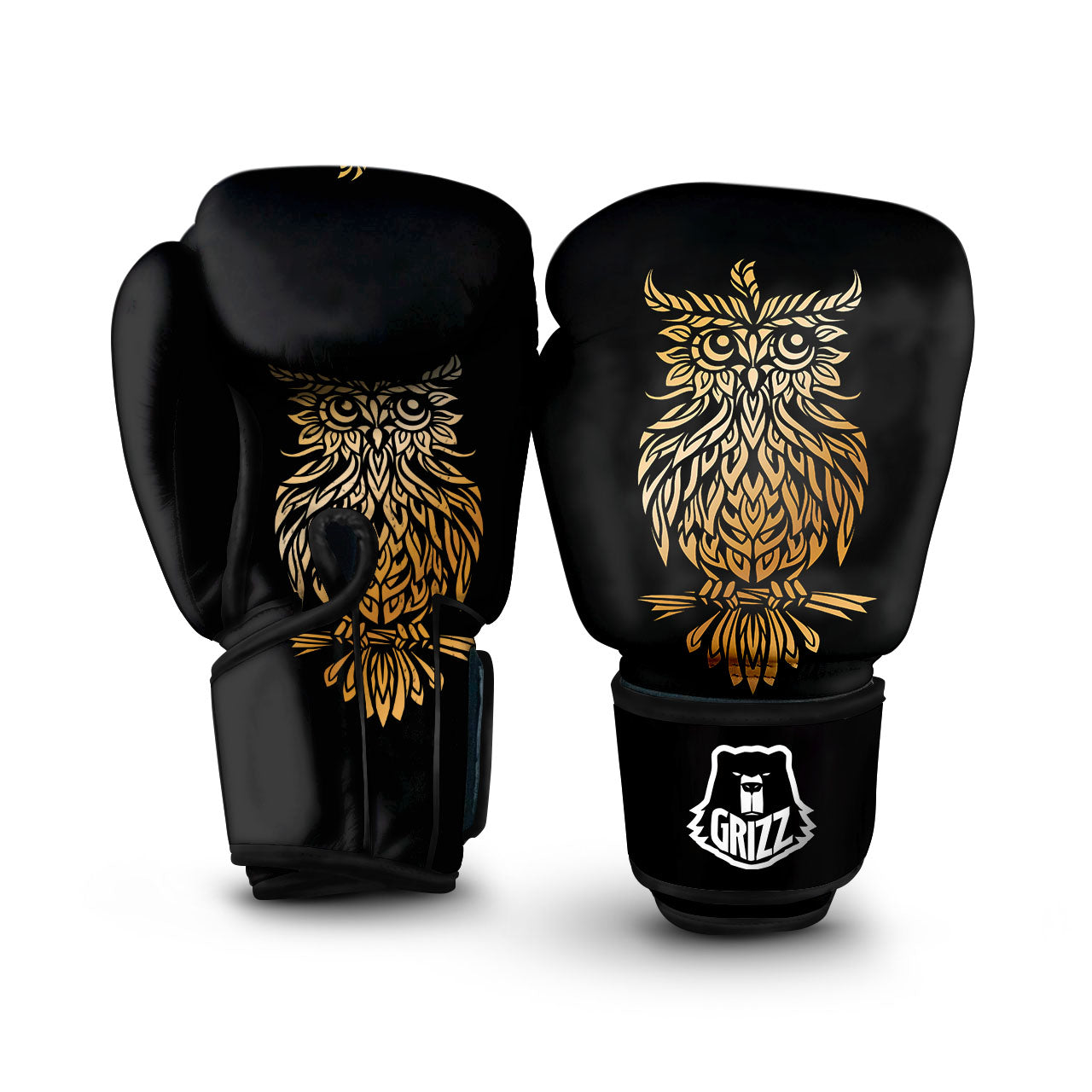 Owl Spiritual Golden Print Boxing Gloves-grizzshop