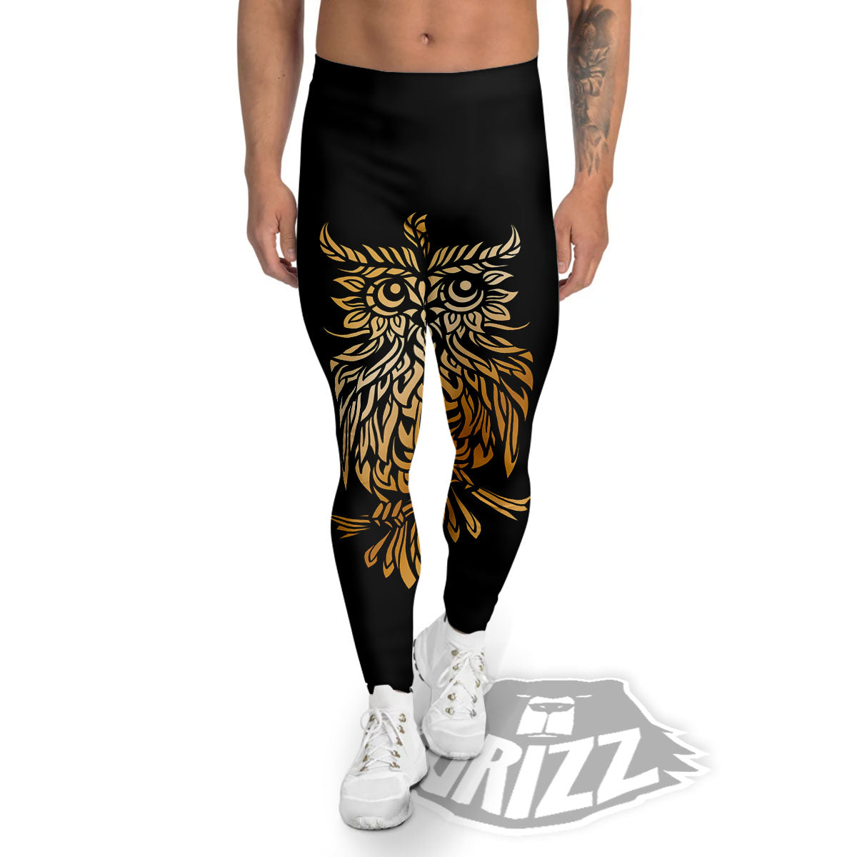 Owl Spiritual Golden Print Men's Leggings-grizzshop