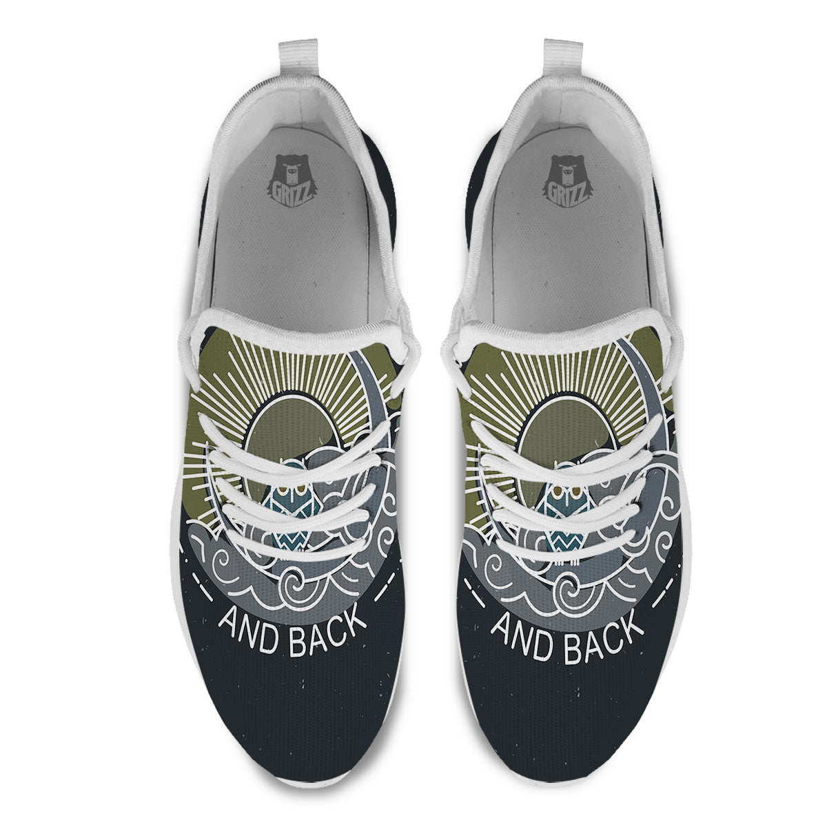 Owl Spiritual With Moon And Sun Print White Athletic Shoes-grizzshop