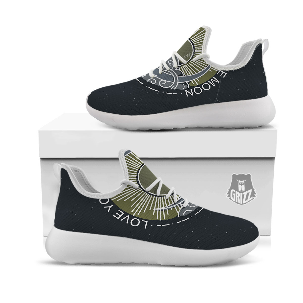 Owl Spiritual With Moon And Sun Print White Athletic Shoes-grizzshop