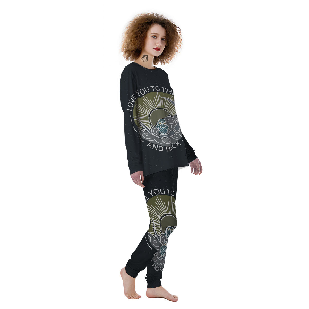 Owl Spiritual With Moon And Sun Print Women's Pajamas-grizzshop