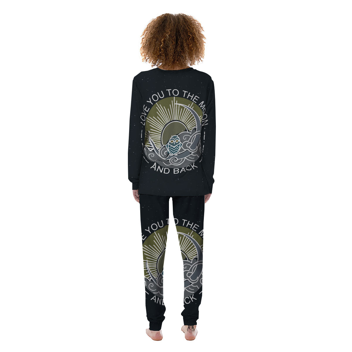 Owl Spiritual With Moon And Sun Print Women's Pajamas-grizzshop