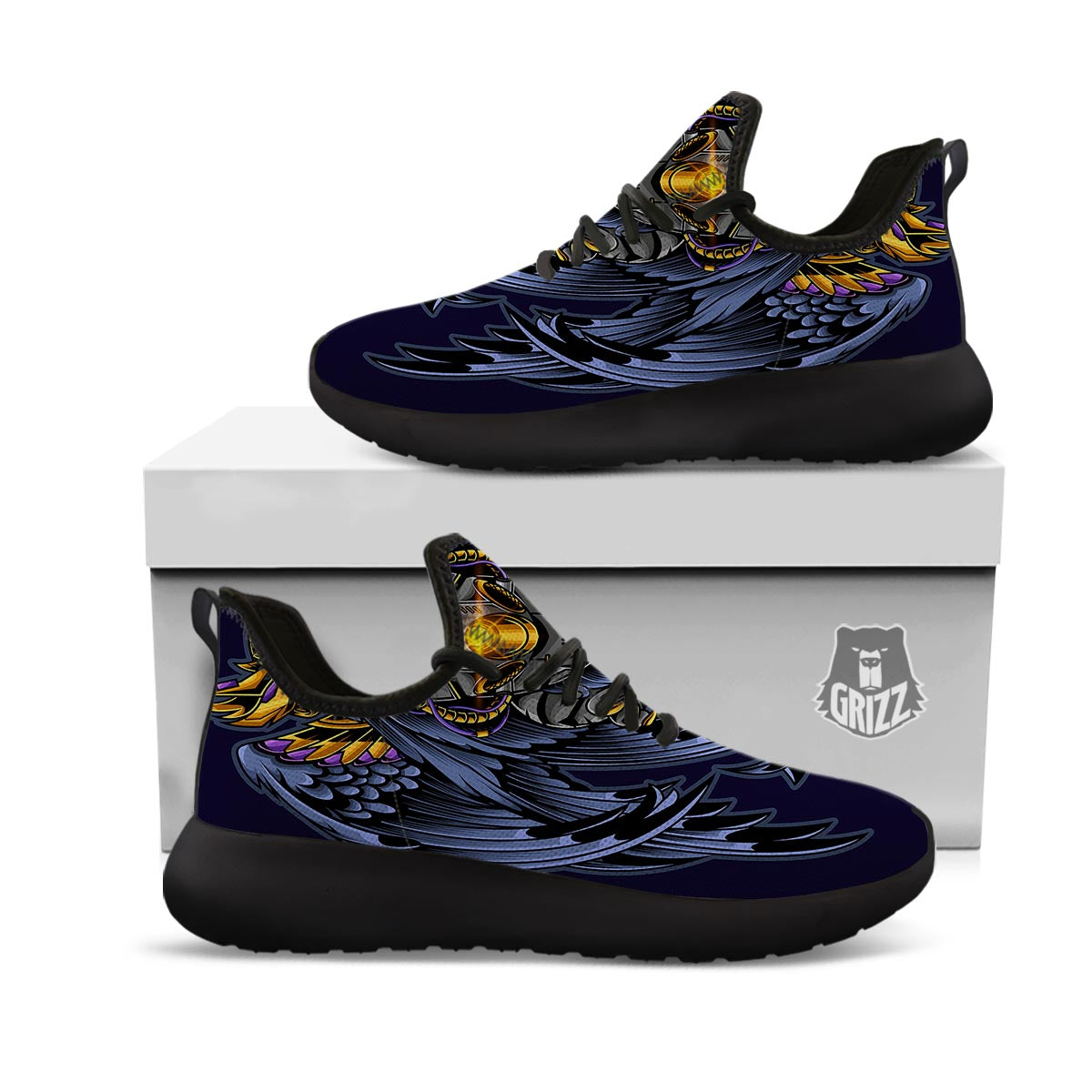 Owl Steampunk Print Black Athletic Shoes-grizzshop