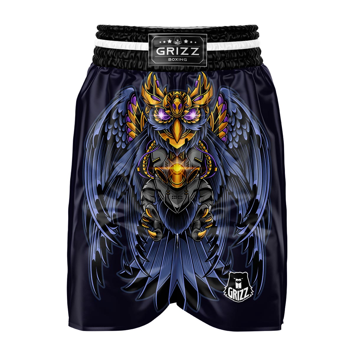 Owl Steampunk Print Boxing Shorts-grizzshop