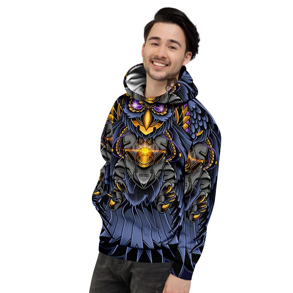 Owl Steampunk Print Men's Hoodie-grizzshop