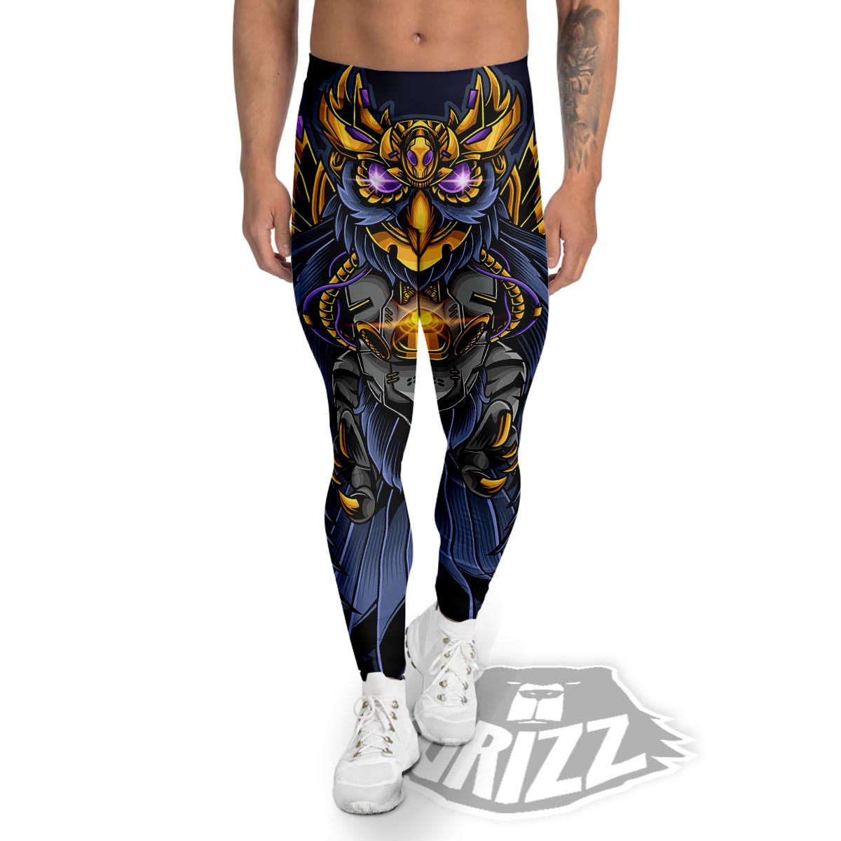 Owl Steampunk Print Men's Leggings-grizzshop