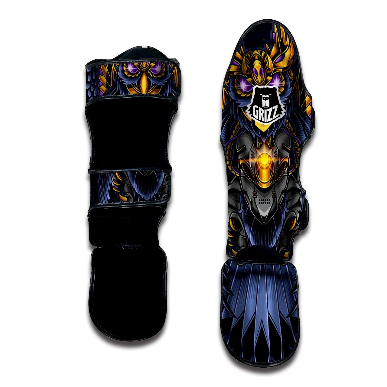 Owl Steampunk Print Muay Thai Shin Guards-grizzshop