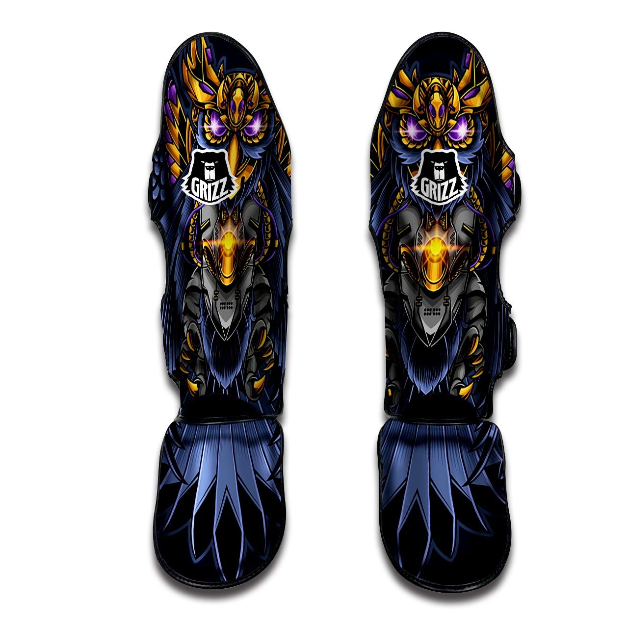 Owl Steampunk Print Muay Thai Shin Guards-grizzshop