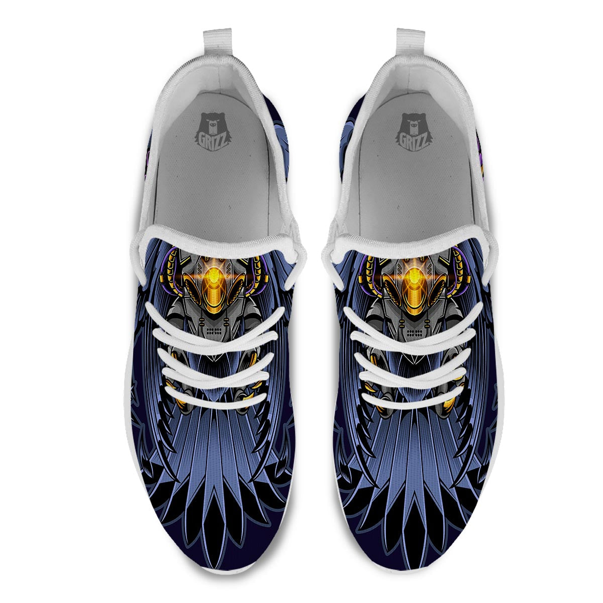 Owl Steampunk Print White Athletic Shoes-grizzshop