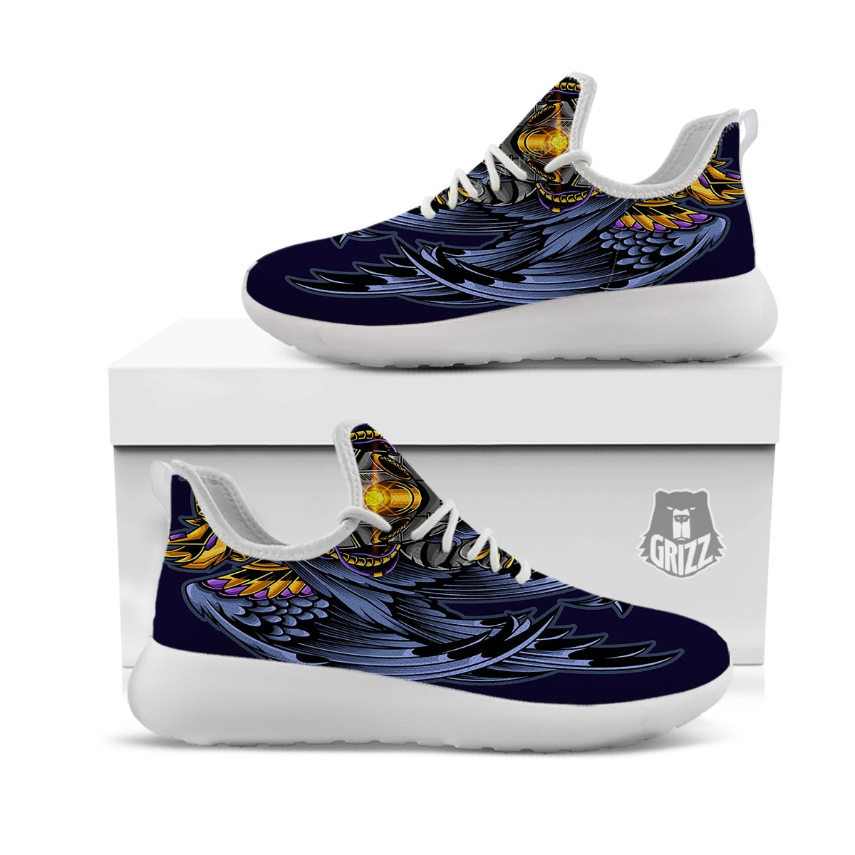 Owl Steampunk Print White Athletic Shoes-grizzshop