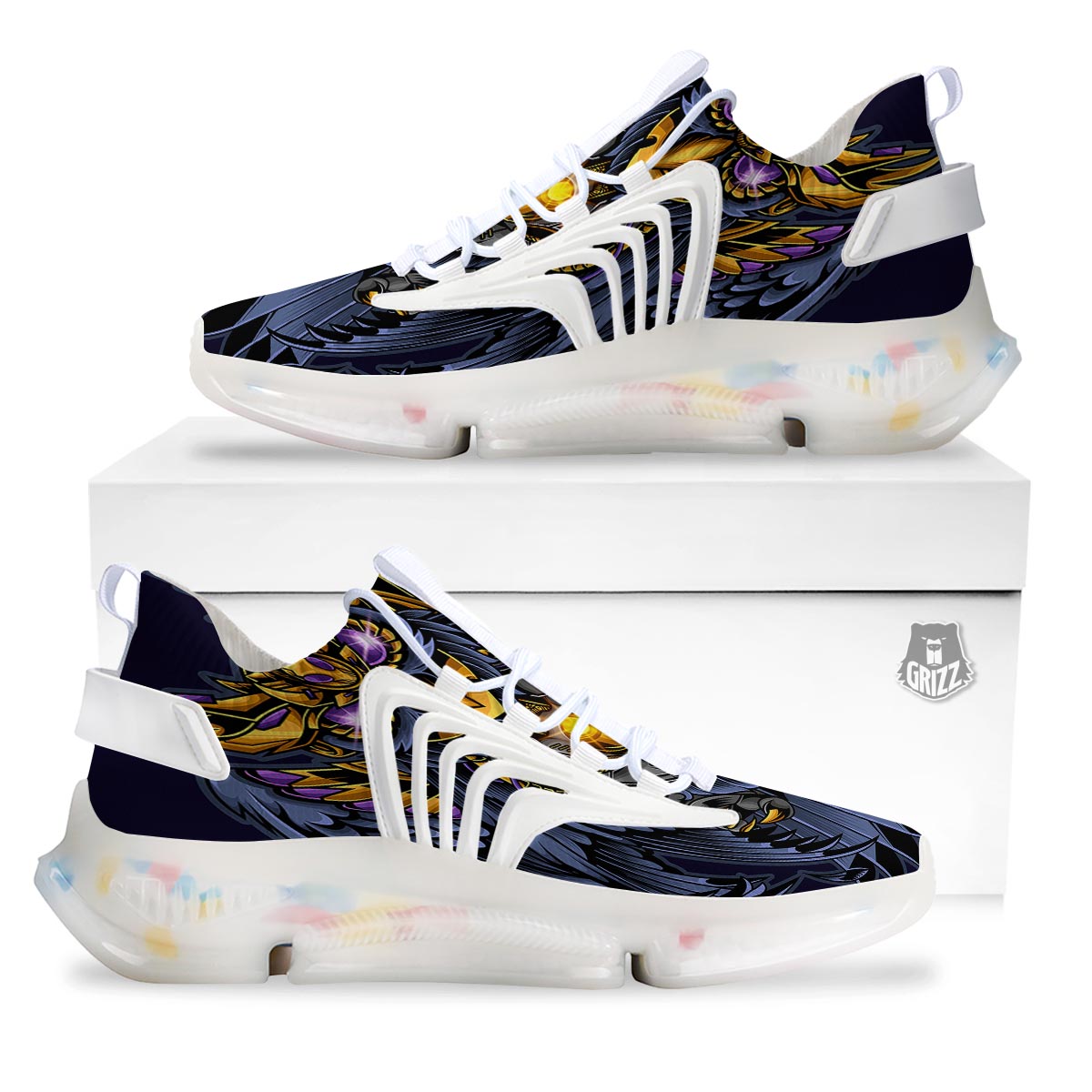 Owl Steampunk Print White Gym Shoes-grizzshop