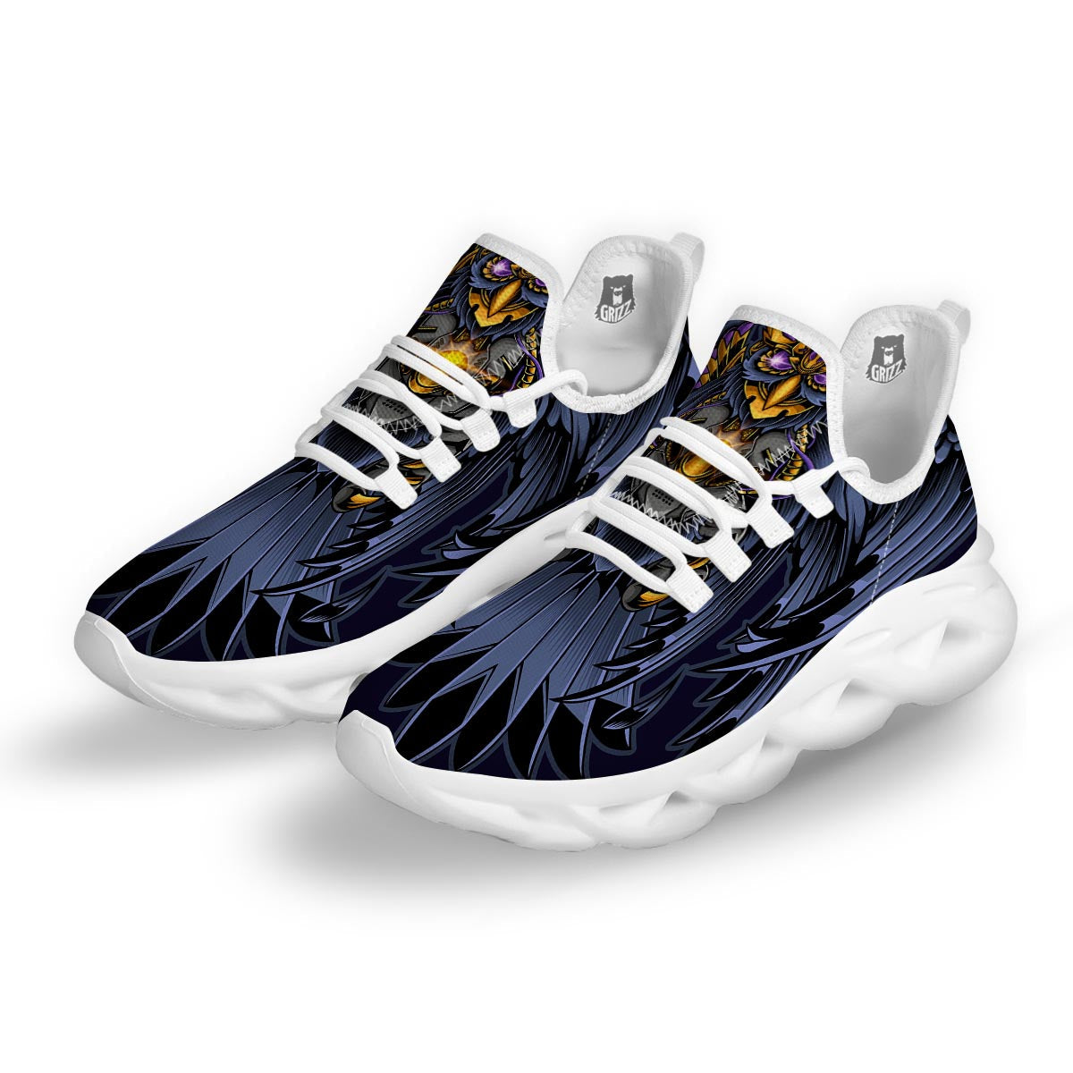 Owl Steampunk Print White Running Shoes-grizzshop