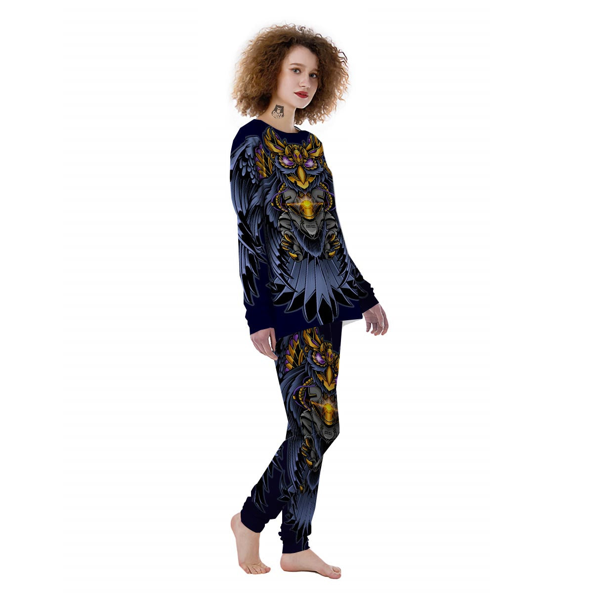 Owl Steampunk Print Women's Pajamas-grizzshop