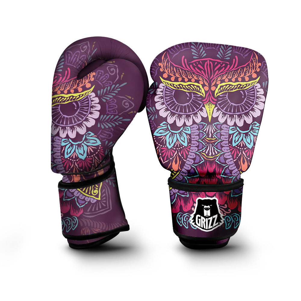 Owl Tribal Colorful Print Boxing Gloves-grizzshop