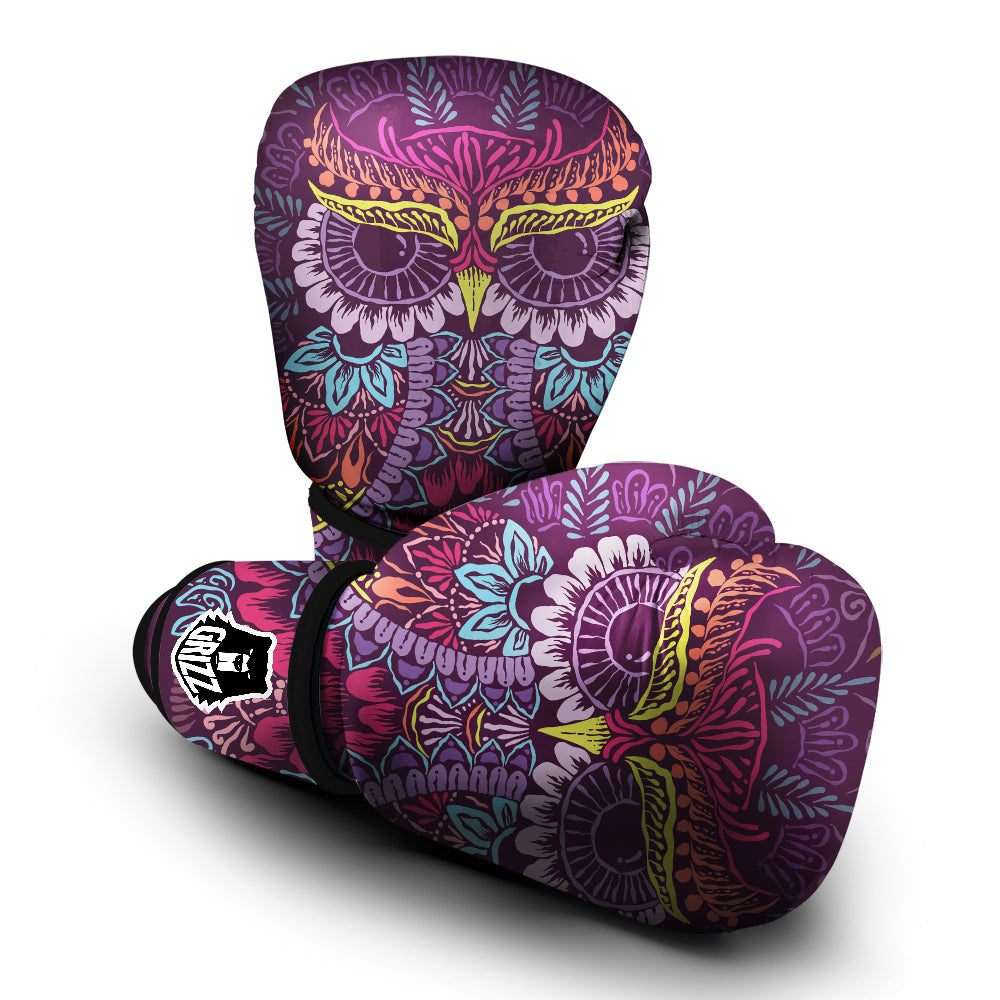 Owl Tribal Colorful Print Boxing Gloves-grizzshop