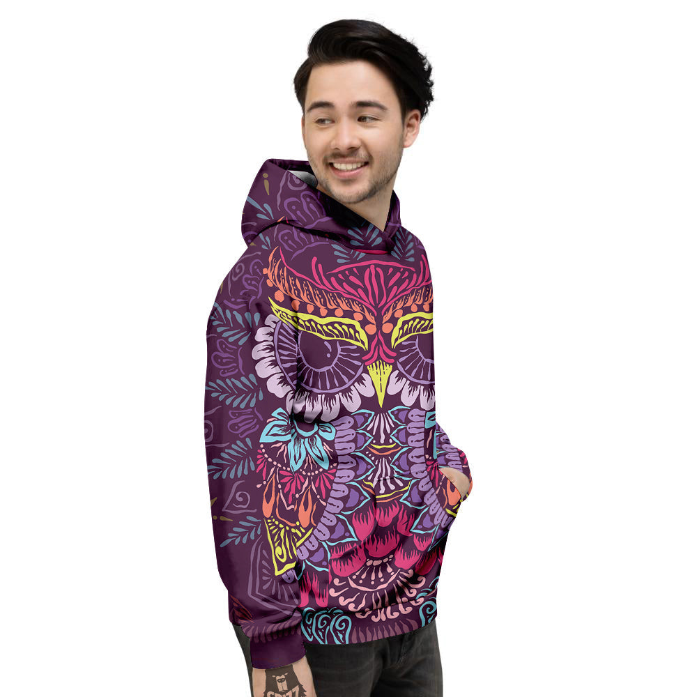 Owl Tribal Colorful Print Men's Hoodie-grizzshop