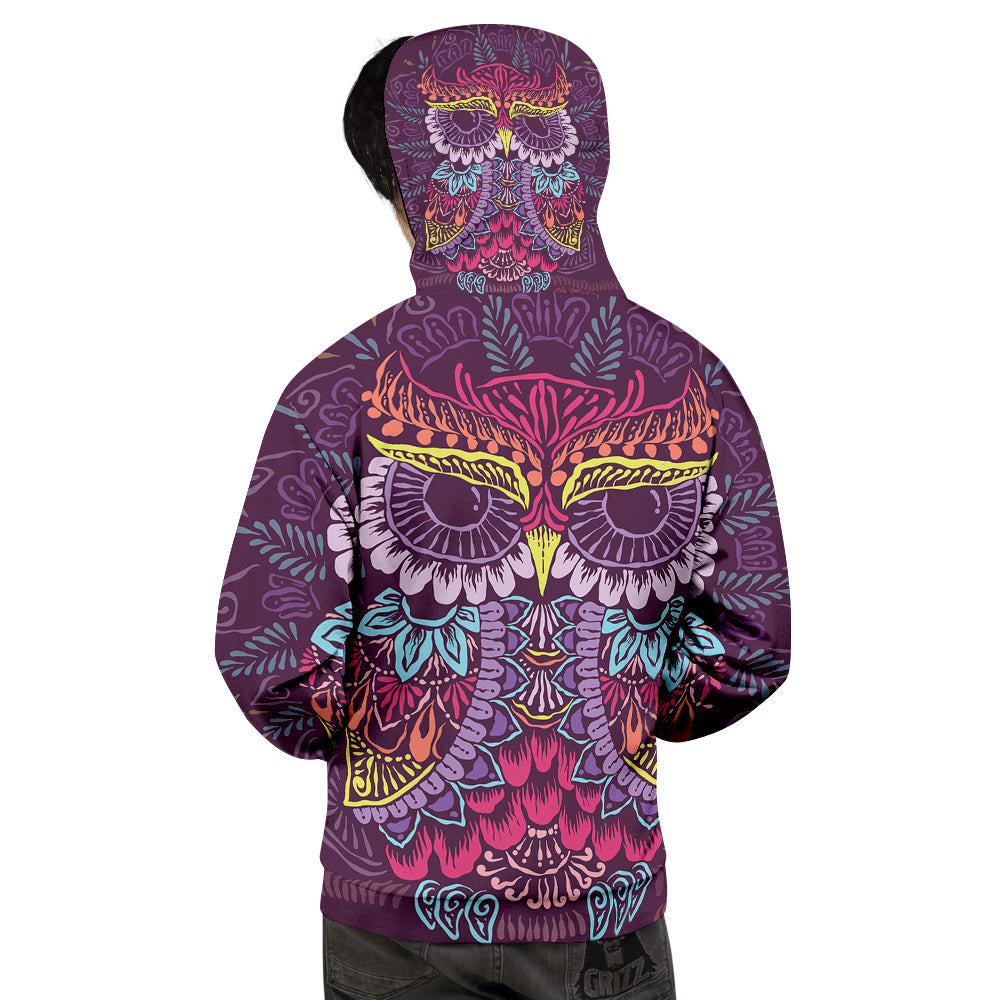 Owl Tribal Colorful Print Men's Hoodie-grizzshop