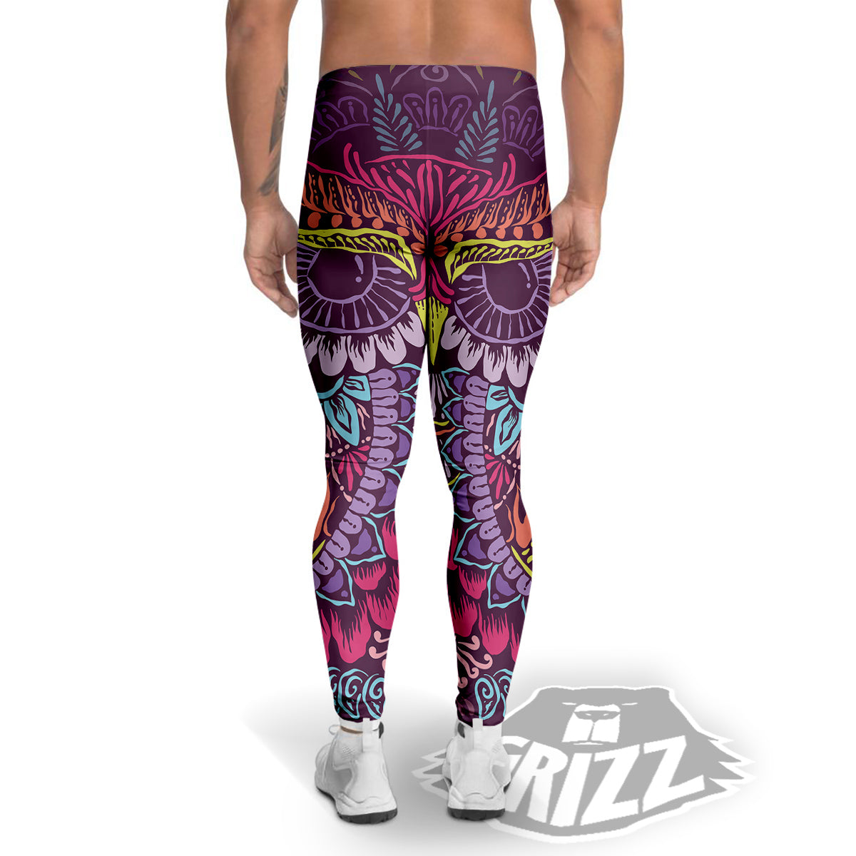 Owl Tribal Colorful Print Men's Leggings-grizzshop