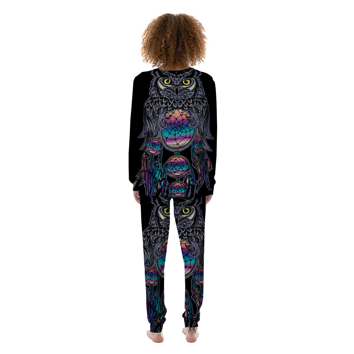 Owl With Dreamcatcher Print Women's Pajamas-grizzshop