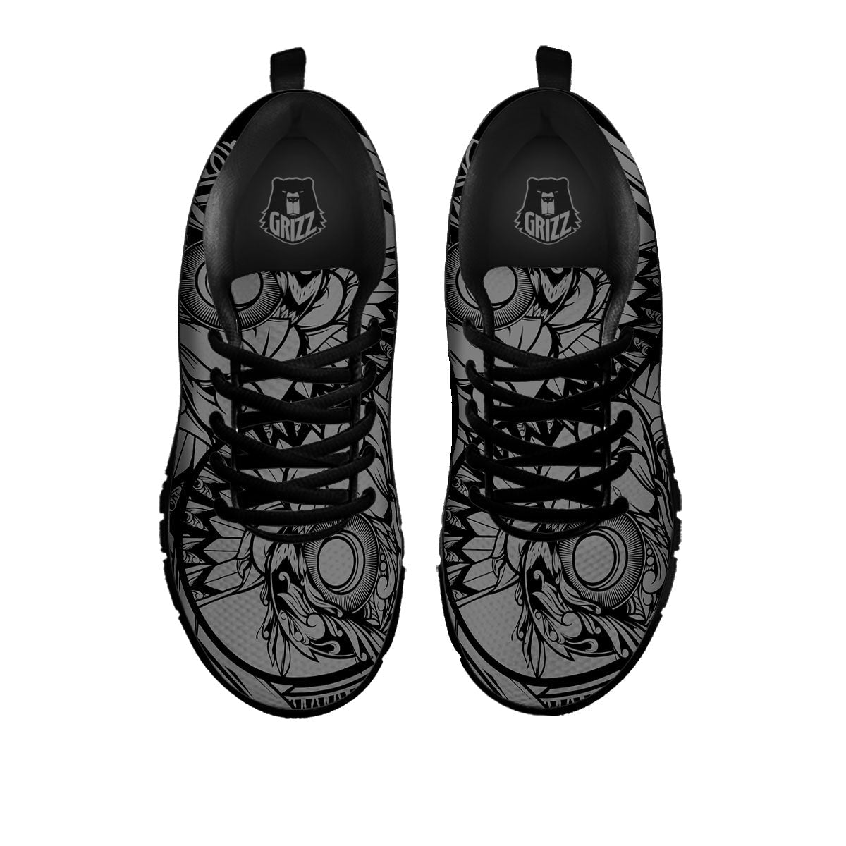 Owl Yin Yang Print Black Sneaker-grizzshop