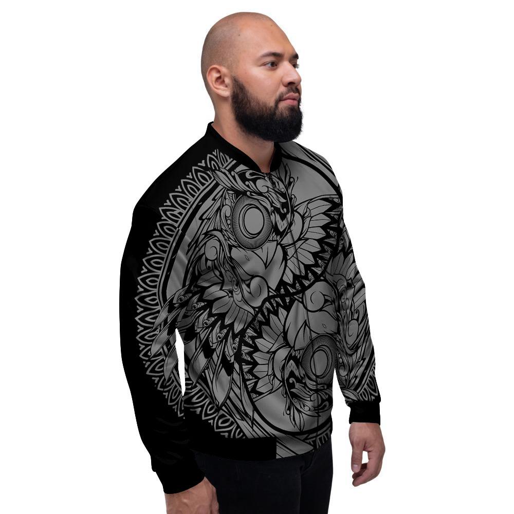 Owl Yin Yang Print Men's Bomber Jacket-grizzshop